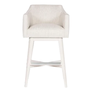 Ian Bar Stool in Index Porcelain with Wood Retro Swivel Base & Casablanca Finish