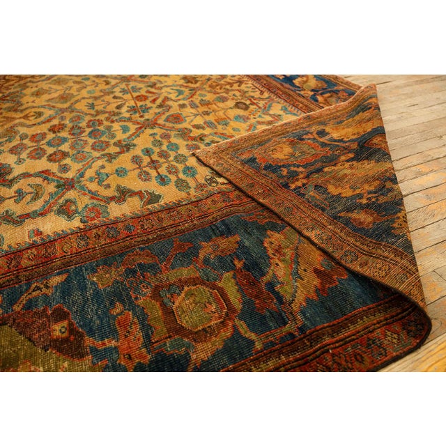 Beige 1940s Classic Beige Geometric Antique Knotted Wool Persian Mahal Farahan Rug For Sale - Image 8 of 10