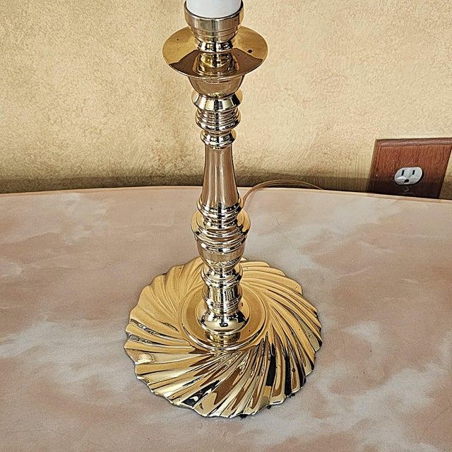 Brass Vintage Glenn Nelson Brass Candlestick Table Lamp, Hollywood Regency Style, 28” Tall For Sale - Image 8 of 18