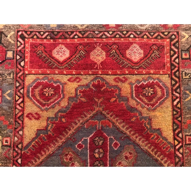 Vintage Turkish Rug Tribal Medallion Design | 3’3” X 4’10” For Sale - Image 4 of 6