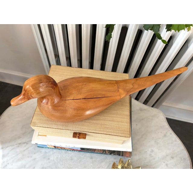 Mid 20th Century 1971 Vintage Wooden Long-Tail Duck Decoy For Sale - Image 5 of 9