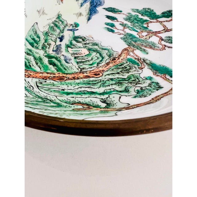 Mid-Century Asian Porcelain and Brass Bottom Bowl For Sale In Greenville, SC - Image 6 of 7