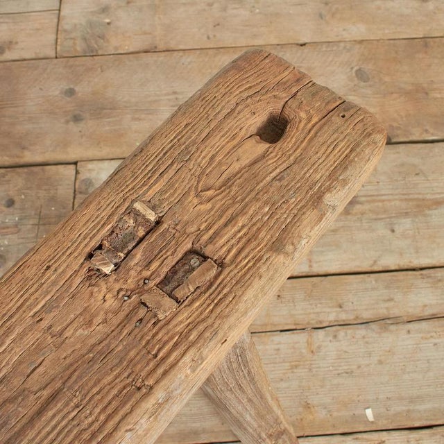Antique Rustic Wooden Hallway Pig Bench For Sale - Image 4 of 8