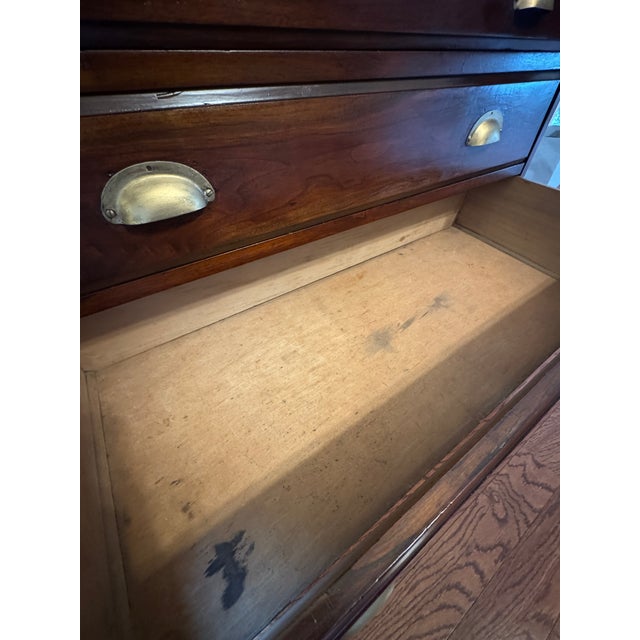 Brown Antique American Walnut Slant Front Writing Desk With Drawers Circa 1800's For Sale - Image 8 of 18