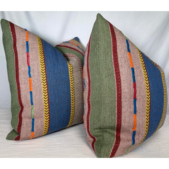 Transitional Gp & J Baker "Bunty" in Blue/Green 22" Pillows-a Pair For Sale - Image 3 of 3