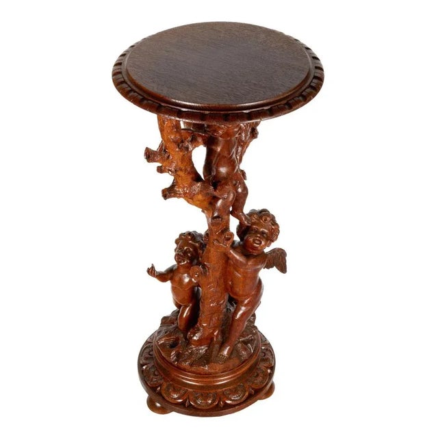 Wooden Console Table with Carved Cupids For Sale - Image 4 of 7