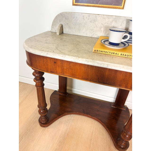 Late 19th Century Antique Mahogany Marble Console Table For Sale - Image 5 of 14