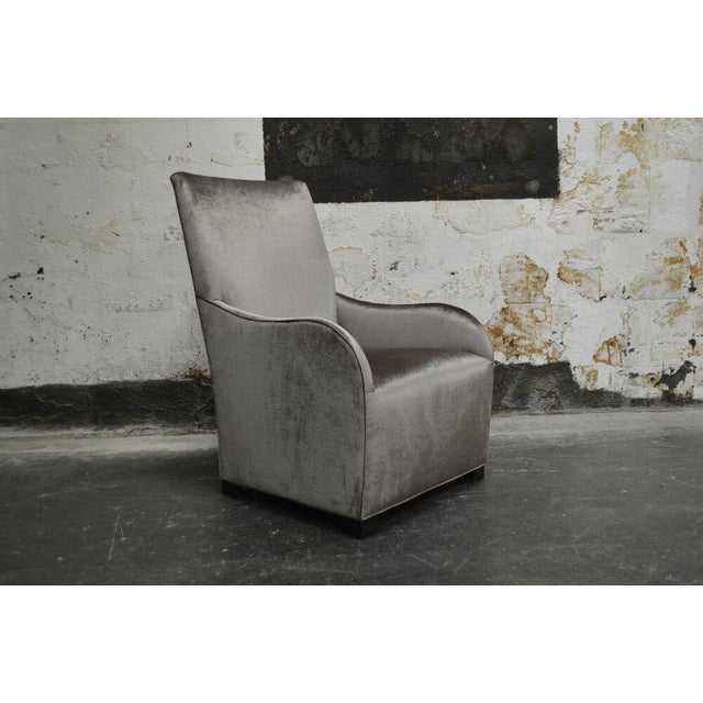 Bjork Studio Modern Armchair With Curved Arms in Crushed Velvet Taupe For Sale - Image 4 of 5