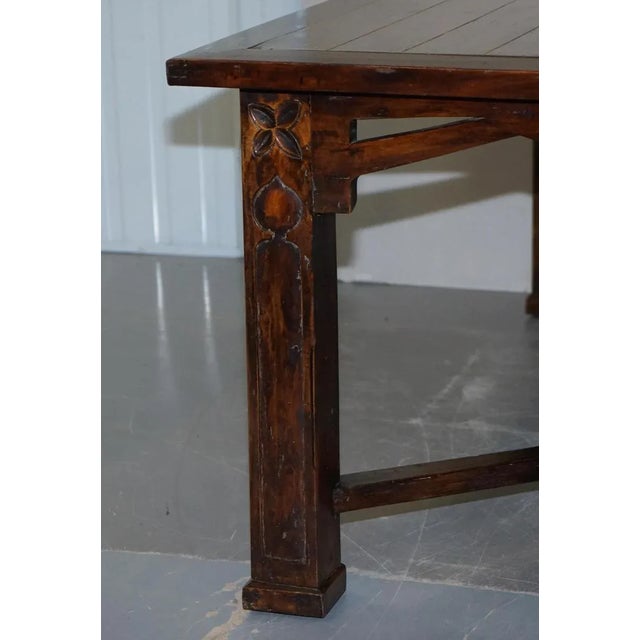 Art Nouveau Style Refectory Hayrake Dining Table with Carved Legs For Sale - Image 15 of 18