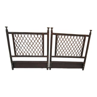 1980s Twin Headboard Bamboo Rattan Dark Tone Boho Chic Style Set of Two For Sale