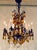 Original retail $7846, elegant Myran Allan Luxury Lighting Neoclassical Bronze and Amber Crystal Chandelier, Sanford clear...
