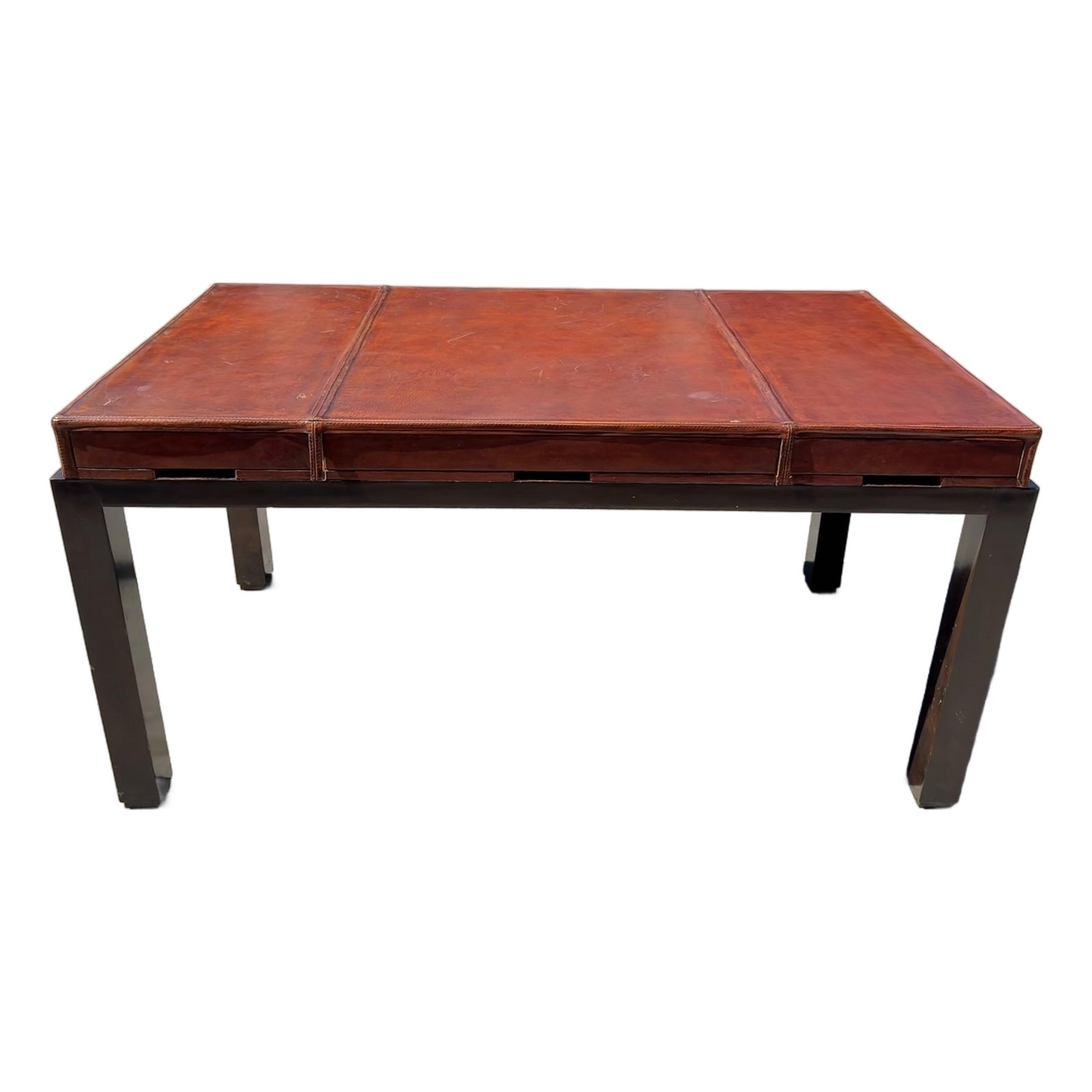 Claudio Mariani Hand Stitched Leather-Top Desk | Chairish