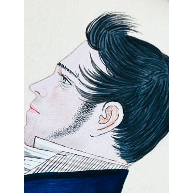 Victorian Original Hand-Painted Victorian Portrait Painting, Framed in Hand-Painted Frame For Sale - Image 3 of 4