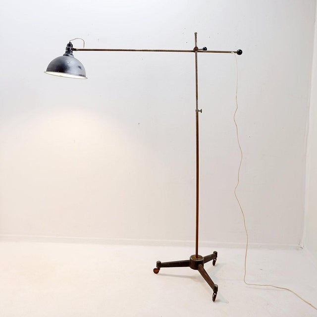 Black Industrial Articulating Floor Lamp, 1930s For Sale - Image 8 of 16