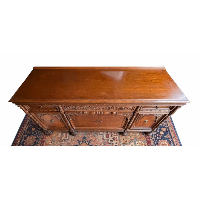 Traditional Early 20th Century Renaissance Revival Style Carved Walnut Sideboard For Sale - Image 3 of 8