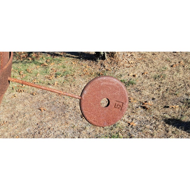 Large size Iron Garden Armillary. Artisan made heavy iron sphere assembled on a machine base. Rusted finish. It weighs...