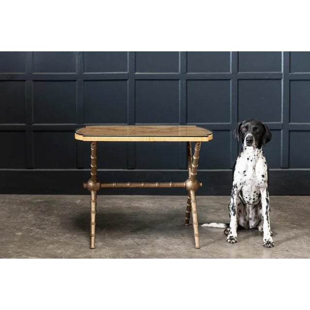 19th Century English Faux Marble, Glass and Faux Bamboo Side Table For Sale - Image 3 of 9