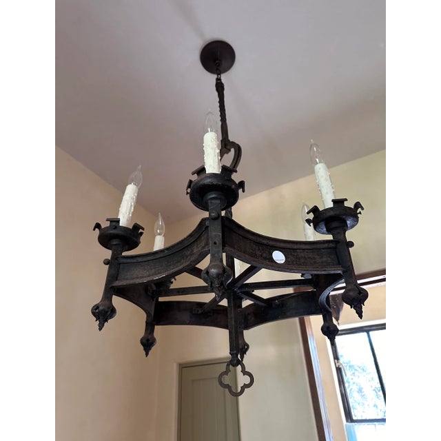 Gothic Gothic 6 Light Hexagonal Chandelier For Sale - Image 3 of 10