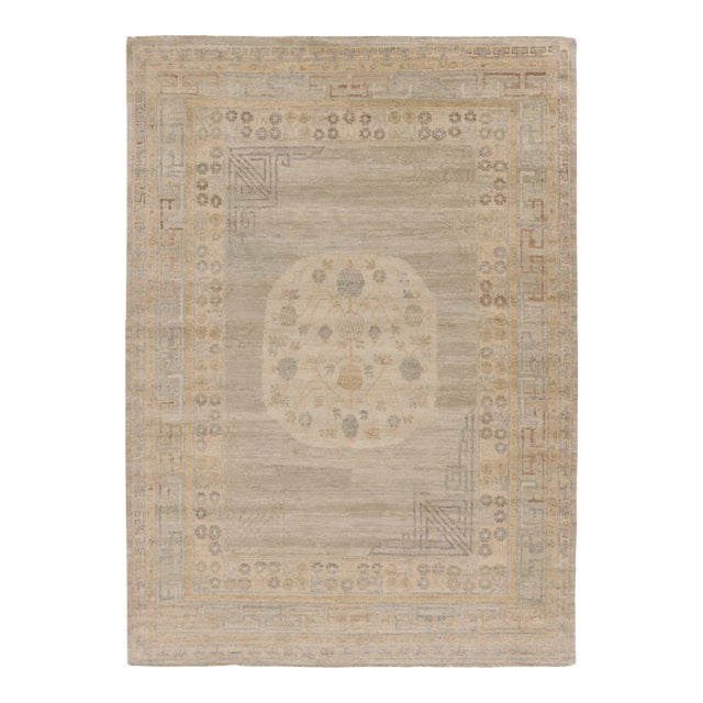 Modern Classics Khotan Style Medallion Natural Silk Rug by Rug & Kilim For Sale