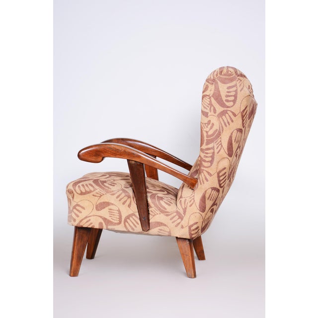 1930s Art Deco Walnut Armchair attributed to Jan Vaněk, 1930s For Sale - Image 5 of 15