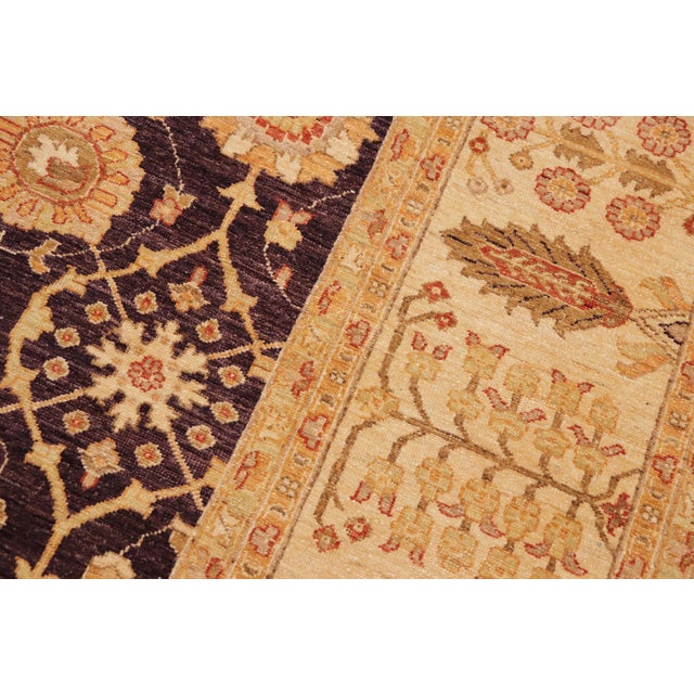 Shabby Chic Oriental Ziegler Aubergine/Beige Wool Rug - 9'0'' X 12'0'' For Sale In New York - Image 6 of 10