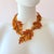 Amber Oscar De La Renta 22k Gold Plated Orange Amber Resin Leaf Statement Necklace For Sale - Image 8 of 13