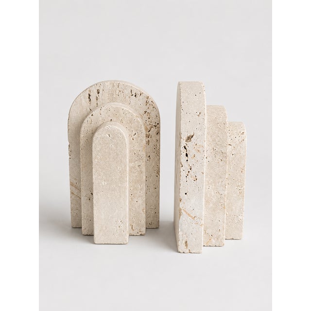 2020s Travertine Marble Bookend - A Pair For Sale - Image 5 of 5