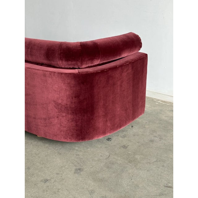 1990s Post Modern Sofa in Burgundy Velvet For Sale - Image 13 of 14
