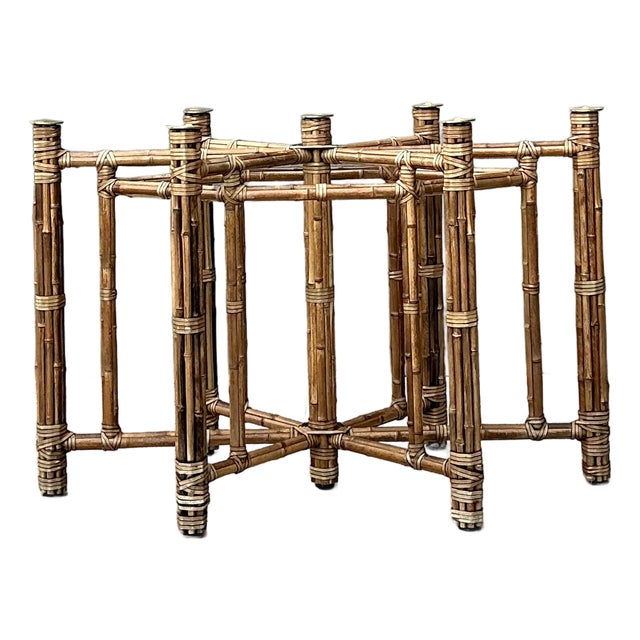 Vintage McGuire Hexagon Dining Table Pedestal For Sale