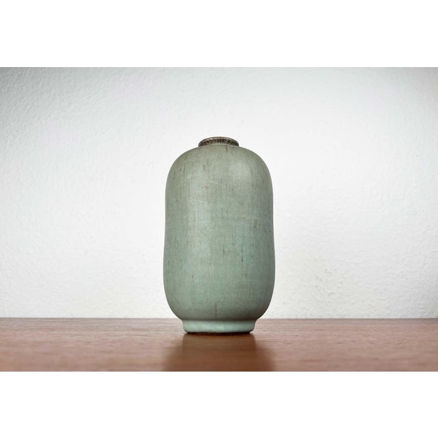 Mid-Century Modern Minimalist German Studio Pottery Vase from Walter Gebauer, 1960s, in Very Good conditions. Designed...