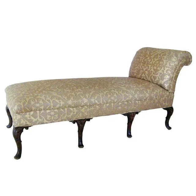 Gold English Cabriole Leg Chaise For Sale - Image 8 of 9