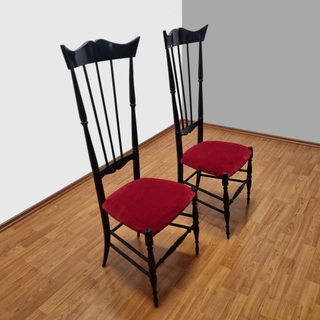 Set of Vintage High Back Chiavari Chairs, Italy, 1950s, in Flawless conditions. Designed 1950 to 1959