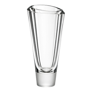 Signed Vera Wang for Wedgwood Crystal Vase With Frosted Pedestal Base, 10.5"h