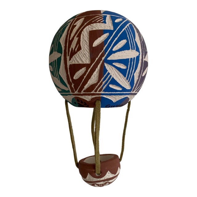 Contemporary Native American Acoma Pottery Hot Air Balloon Ornament by Gwen Patricio For Sale