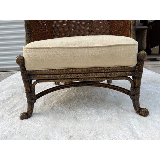 Vintage Maitland-Smith British Colonial Style Double Caned Faux-Tortoiseshell Wingback Chair For Sale - Image 17 of 18