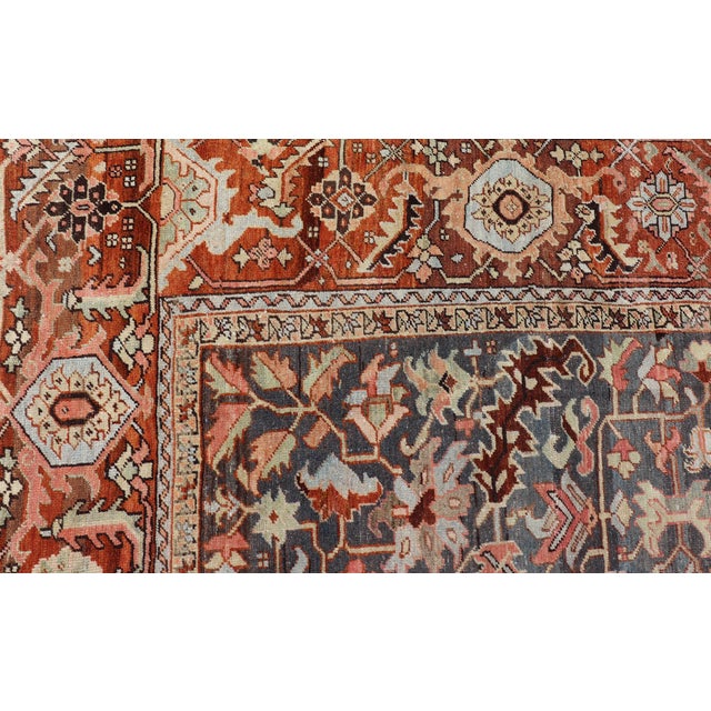 Antique Persian Bakshaish Rug With Medallions and Flower Motifs in Midnight Blue For Sale - Image 9 of 16