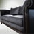 Black Leather Sofa With Carved Wood Base – Classic Rolled Arm Design For Sale - Image 9 of 9