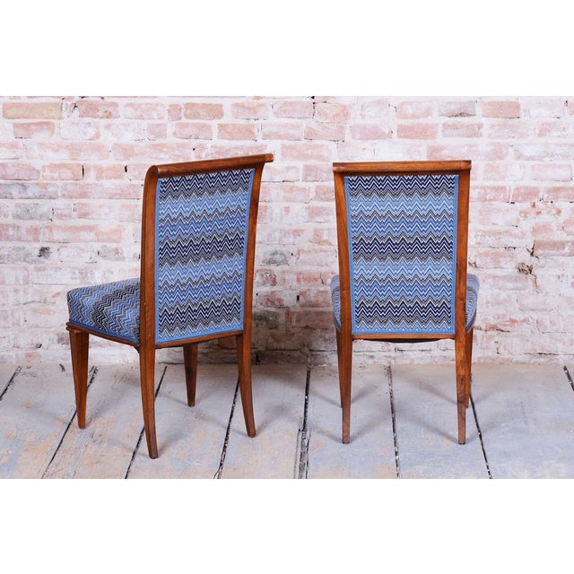 Blue Art Deco Armchairs in Walnut attributed to Jules Leleu, France, 1920s, Set of 2 For Sale - Image 8 of 12