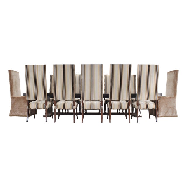 Ferrell + Mittman Art Deco Style Dining Table and 12 Chairs For Sale