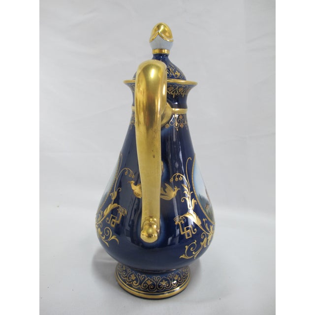 19th Century 19th Art Nouveau Century Hans Heiling Karlsbad Gilt Hand Painted Castle Landscape Porcelain Coffee Pot For Sale - Image 5 of 13