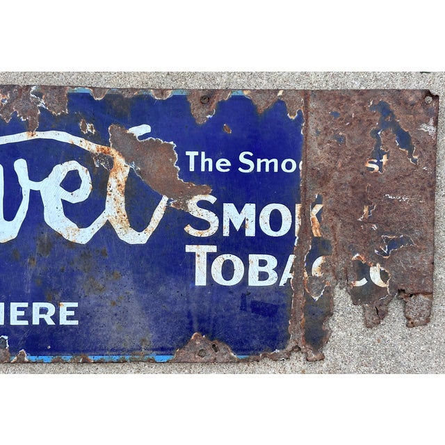 Velvet Smoking Tobacco Antique Advertising Porcelain Sign For Sale - Image 6 of 13