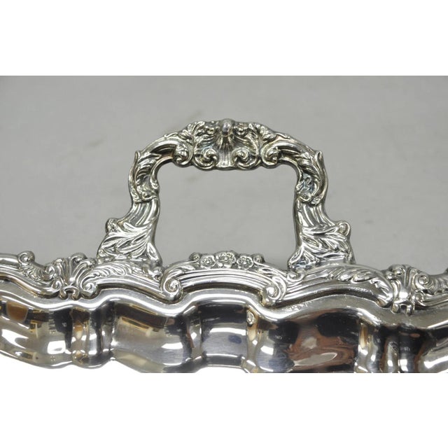 Vintage Victorian Silver Plated Footed Twin Handle Serving Platter Bar Tray For Sale - Image 14 of 15