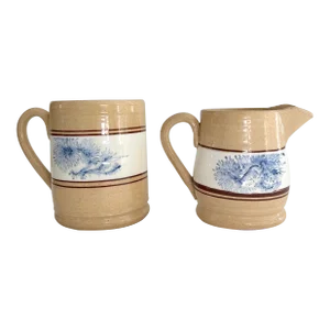 Vintage East Knoll Pottery Mocha Yellow Wear Set- 2 Pieces