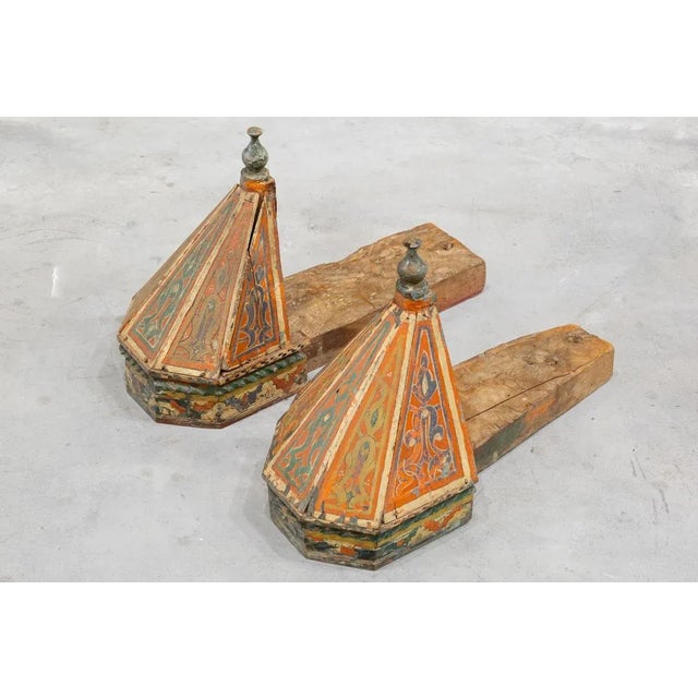 Aqua Indian Pinnacle Couple in Polychrome Wood, Set of 2 For Sale - Image 8 of 8