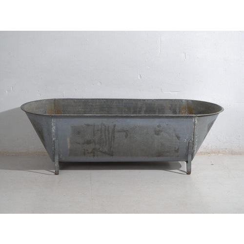 Antique Industrial Zinc Bathtub For Sale - Image 5 of 8