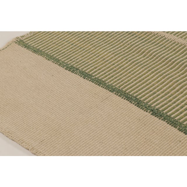 Rug & Kilim’s Contemporary Kilim With Textural Stripes in Beige & Green For Sale - Image 9 of 10