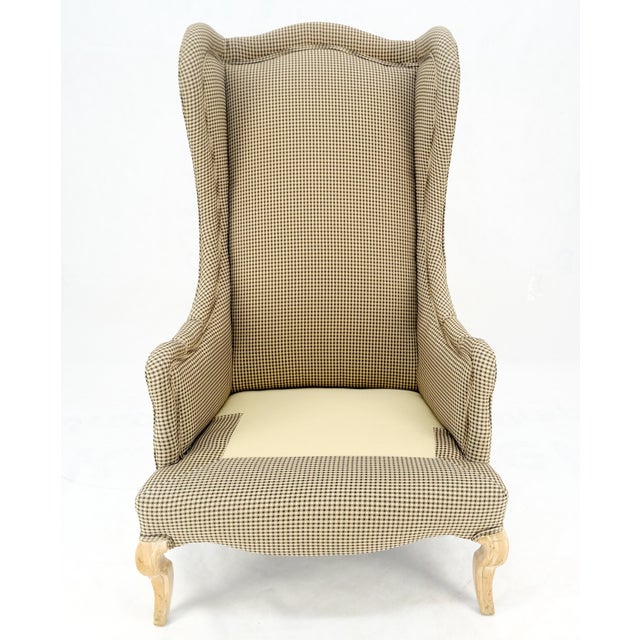 1970s Tall Back French Provincial Cabriole Legs White Wash Finish Legs Wing ArmChair For Sale - Image 6 of 8