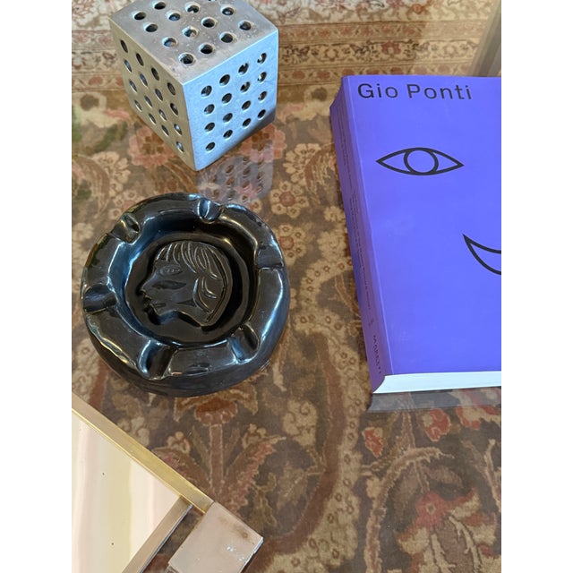 Mid-Century Black Glazed Ceramic Ashtray, Accolay France 1960s For Sale - Image 9 of 11