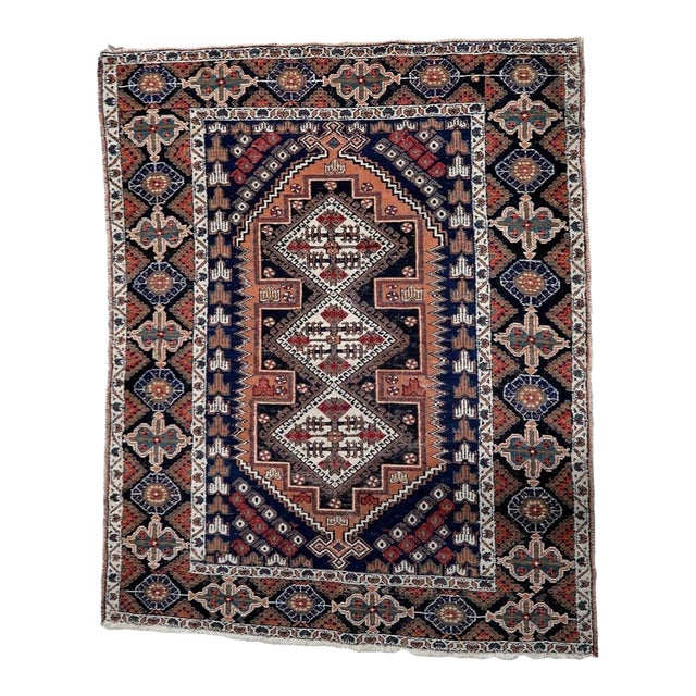 1920s, Antique Persian Afshar Rug 3.8' X 4.6' (115cm X 142cm) For Sale
