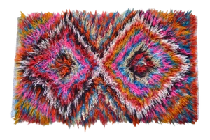 Vintage Hand-Made Shaggy Mohair Wool Tulu Turkish Area Rug- 3′1″ × 5′6″